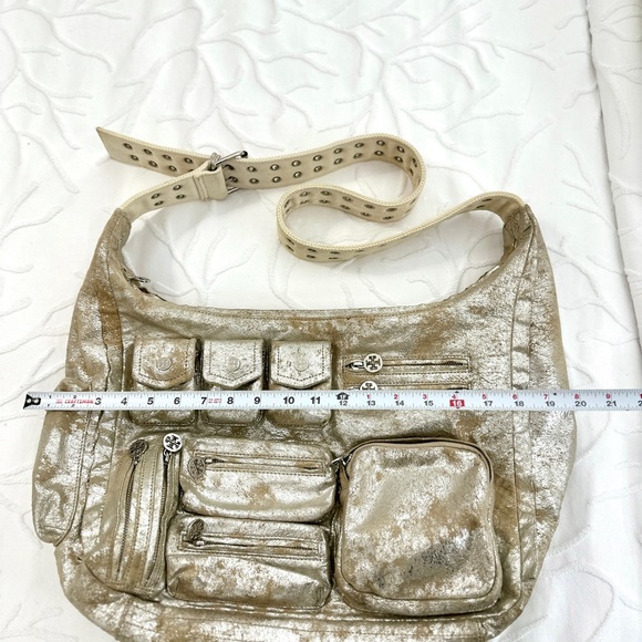 Tory Burch Vintage Y2K Metallic Suede Shoulder Messenger Bag Adjustable Strap - Picture 8 of 10
